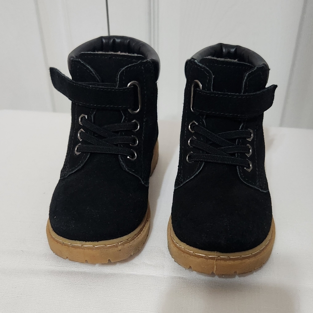 Kids Black Boots with Tan Soles